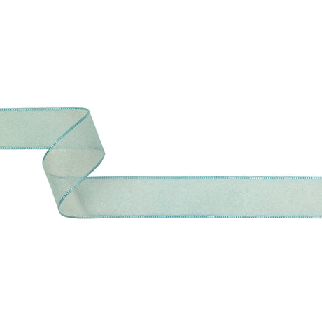 Sky Blue Shimmering Organza Ribbon with Woven Edges - 1.125"