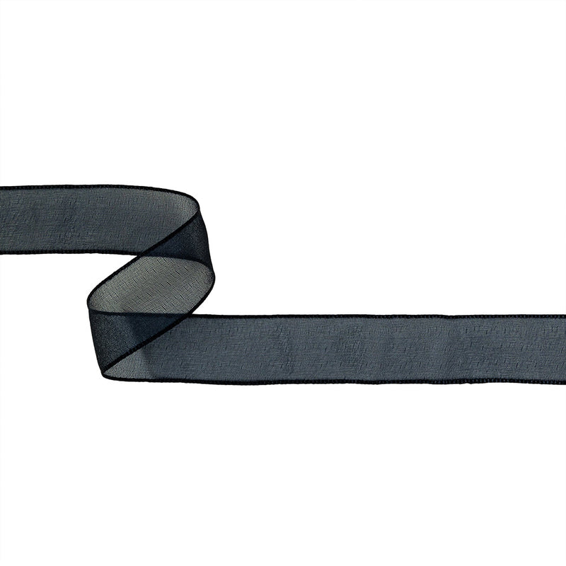 Navy Shimmering Organza Ribbon with Woven Edges - 1.125"
