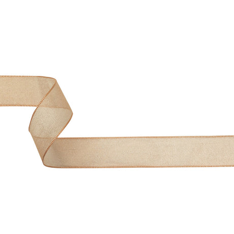 Peach Shimmering Organza Ribbon with Woven Edges - 1.125"