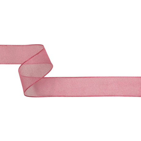 Hot Pink Shimmering Organza Ribbon with Woven Edges - 1.125"