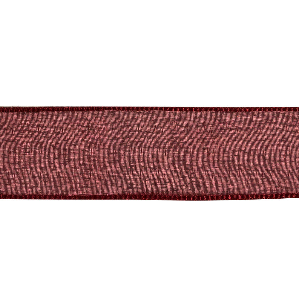 Wine Shimmering Organza Ribbon with Woven Edges - 1.125"