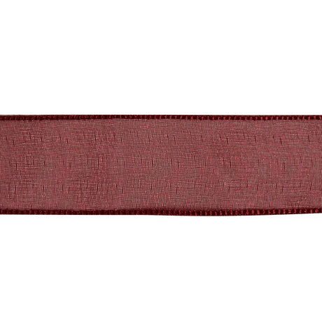 Wine Shimmering Organza Ribbon with Woven Edges - 1.125"