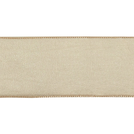 Beige Shimmering Organza Ribbon with Woven Edges - 1.5"