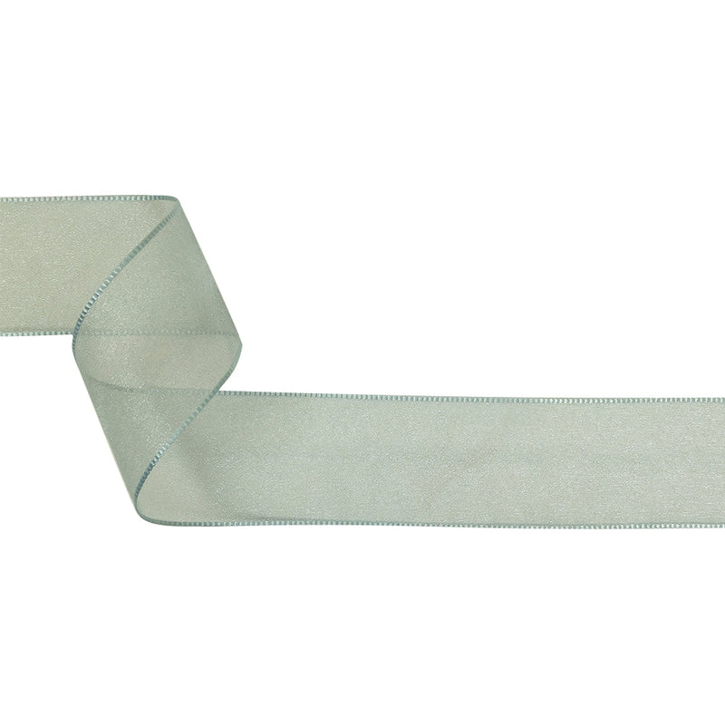 Pale Blue Shimmering Organza Ribbon with Woven Edges - 1.5"
