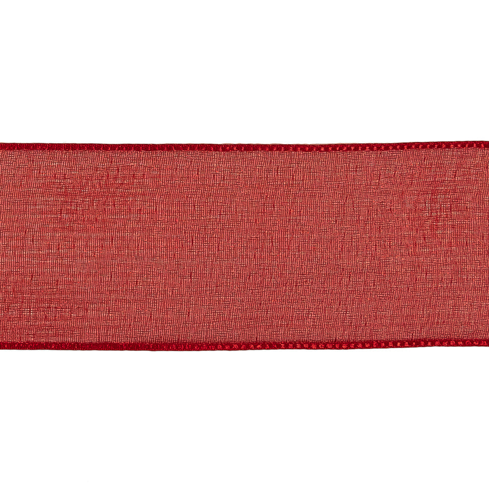 Red Shimmering Organza Ribbon with Woven Edges - 1.5"