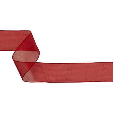 Red Shimmering Organza Ribbon with Woven Edges - 1.5"