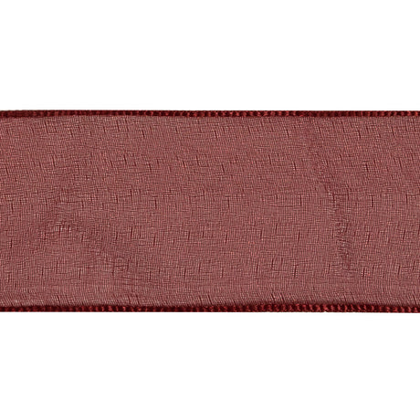 Wine Shimmering Organza Ribbon with Woven Edges - 1.5"