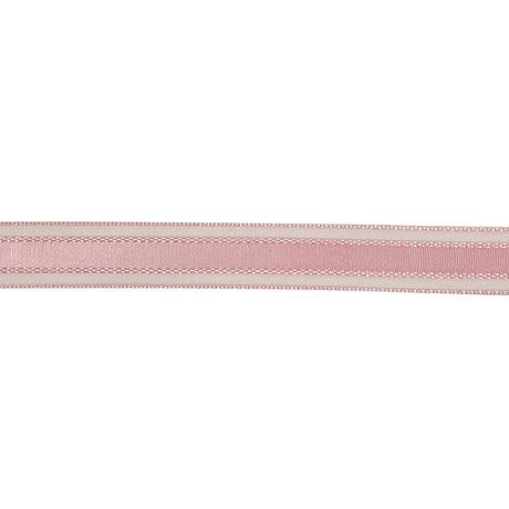 Pale Pink Woven Ribbon with Sheer Organza Borders - 0.5"