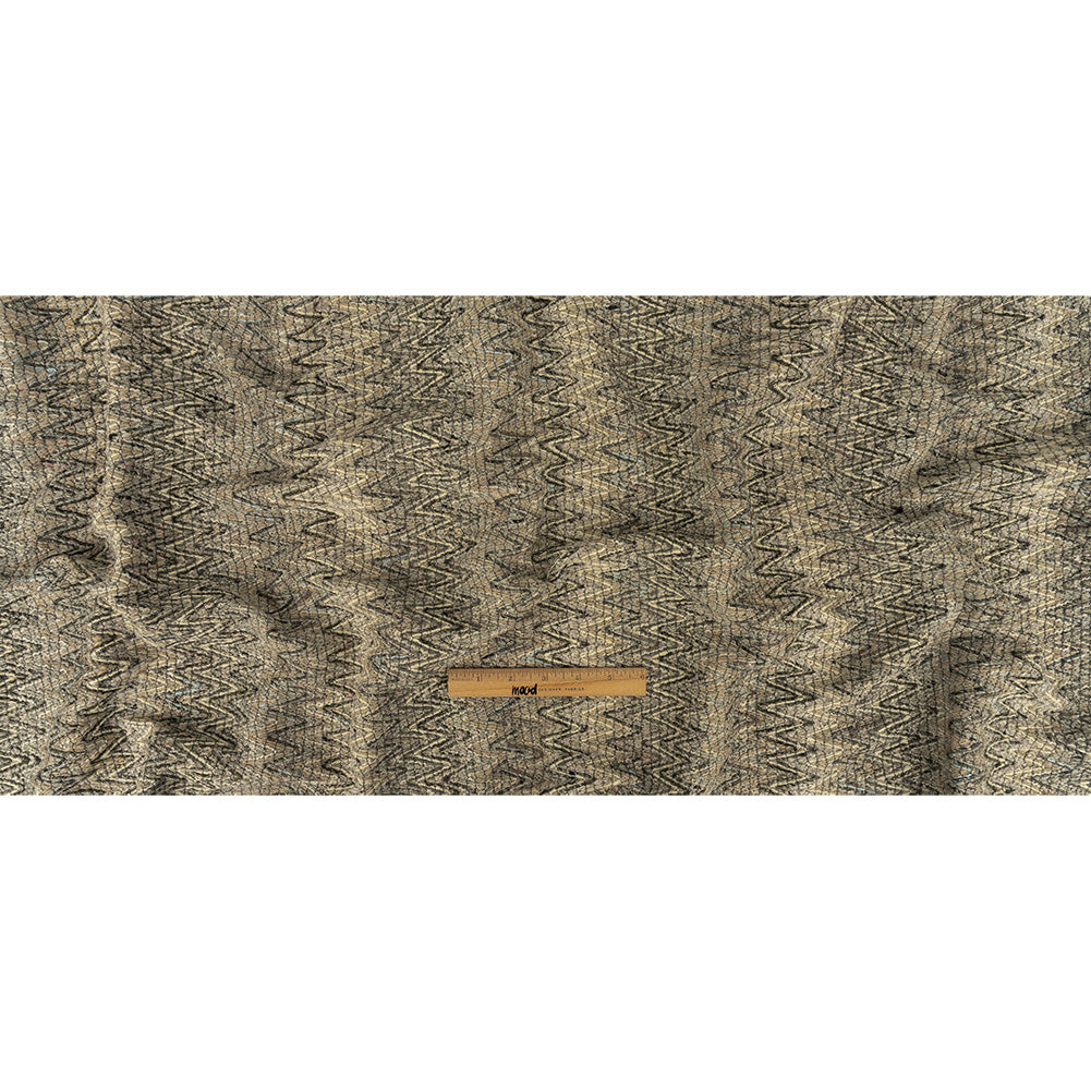 Gray, Beige and Oatmeal Zig Zag Cotton and Polyester Novelty Woven