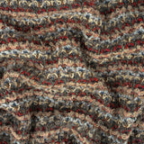 Red, Coral and Gray Striped Boucle Wool Knit with Clear Baby Sequins
