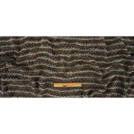 Mushroom, Phantom and Red Textural Stripes Chunky Wool Knit