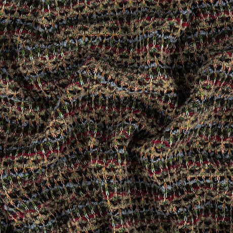 Fuchsia, Goblin Blue and Gray Boucle Stripes Chunky Wool Knit