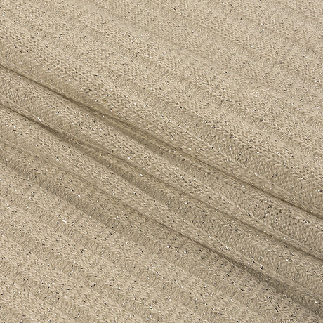 Italian White and Silver Metallic Stretch Rayon 5x3 Rib Knit