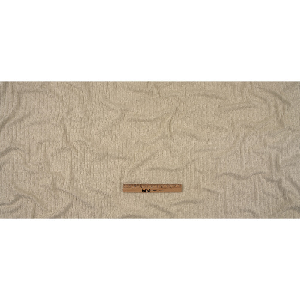 Italian White and Silver Metallic Stretch Rayon 5x3 Rib Knit