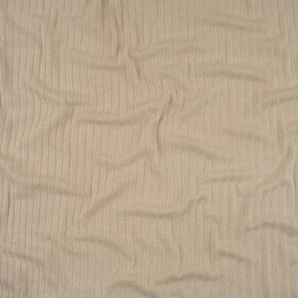Italian White and Silver Metallic Stretch Rayon 5x3 Rib Knit