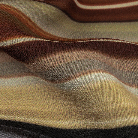 Italian Seafoam, Russet and Capulet Olive Stripes Polyester Crepe de Chine Panel