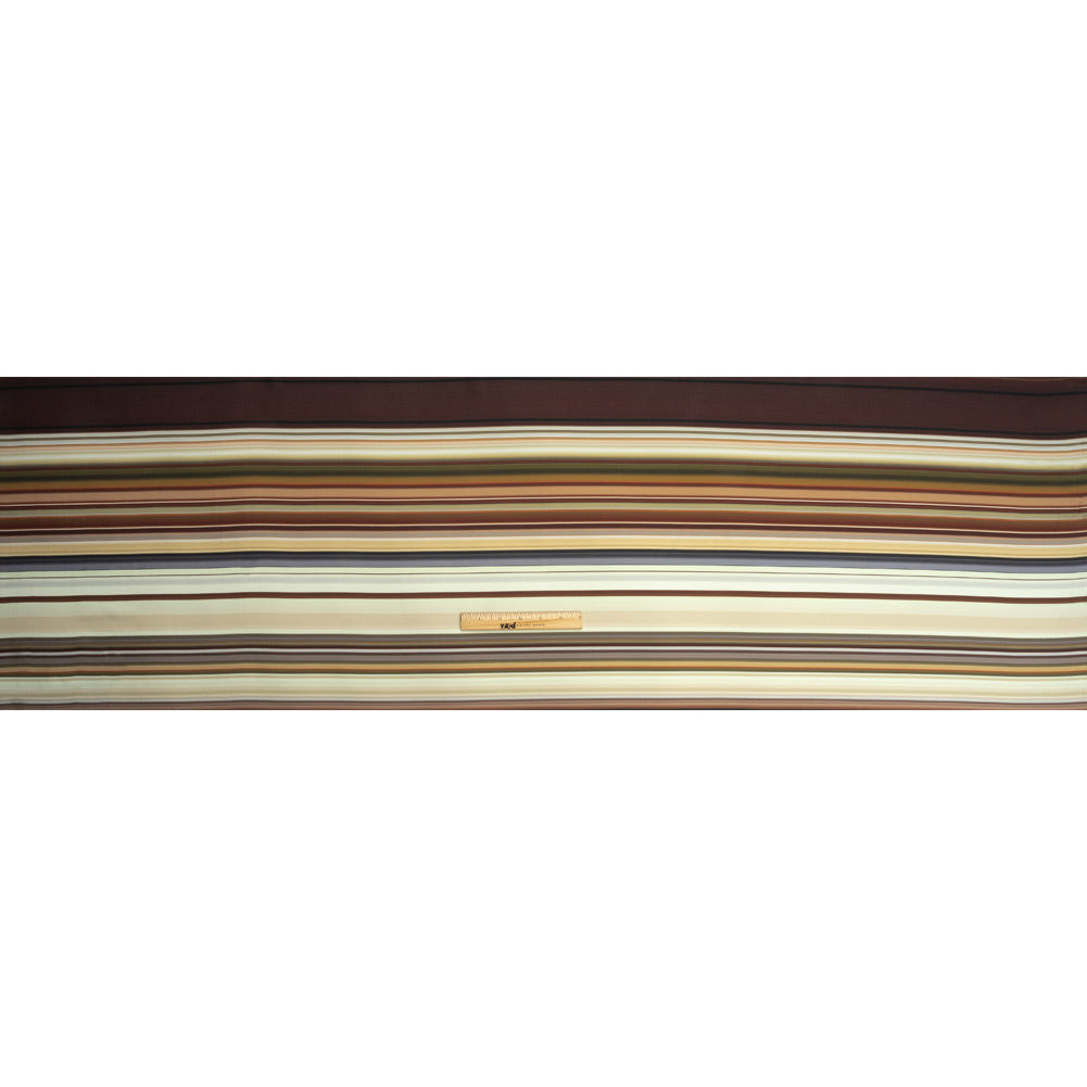 Italian Seafoam, Russet and Capulet Olive Stripes Polyester Crepe de Chine Panel
