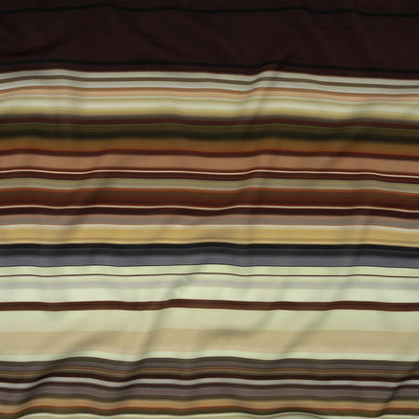 Italian Seafoam, Russet and Capulet Olive Stripes Polyester Crepe de Chine Panel