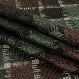 Jade, Brown and Black Diagonal Basketweave Embroidered Stretch Polyester Mesh