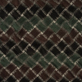 Jade, Brown and Black Diagonal Basketweave Embroidered Stretch Polyester Mesh