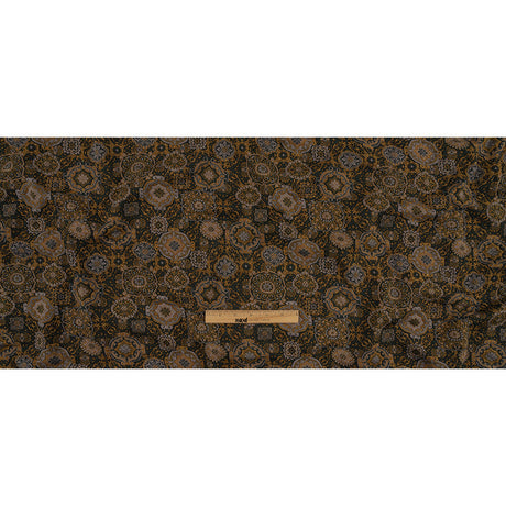 Scarab, Gray and Gold Metallic Medallions Cotton and Polyester Jacquard Knit