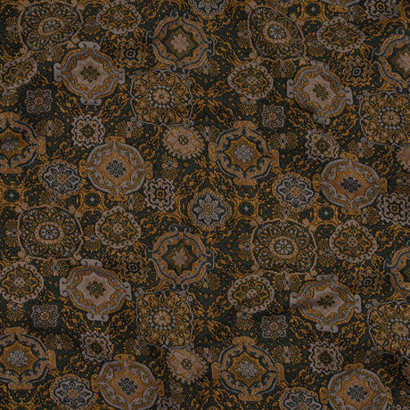 Scarab, Gray and Gold Metallic Medallions Cotton and Polyester Jacquard Knit