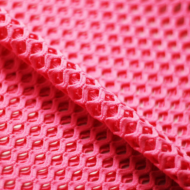 Diamond Mesh Polyester Spandex Fabric - Neon Pink, White, Red, Black Diamond Pattern, 58-60" Width (1 Yard)