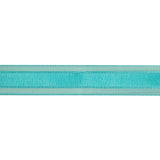 Turquoise Woven Ribbon with Sheer Organza Borders - 0.75"