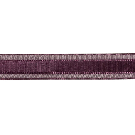 Sunset Purple Woven Ribbon with Sheer Organza Borders - 0.75"