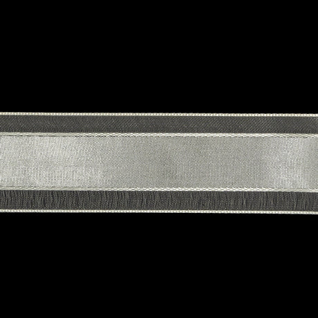 Brilliant White Woven Ribbon with Sheer Organza Borders - 1"