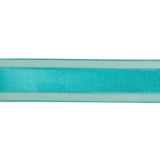 Turquoise Woven Ribbon with Sheer Organza Borders - 1"