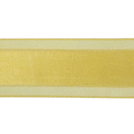 Yellow Woven Ribbon with Sheer Organza Borders - 1.5"