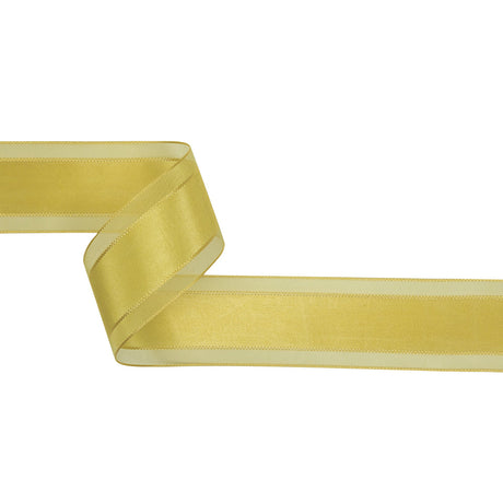 Yellow Woven Ribbon with Sheer Organza Borders - 1.5"