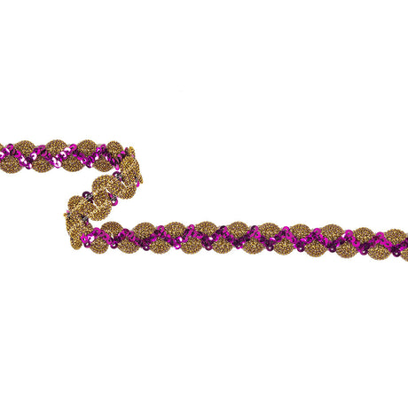 Metallic Purple and Gold Zig Zag Sequins Ric Rac Trim - 0.625"