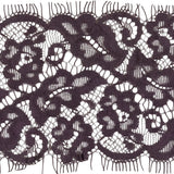 Plum Perfect Flowers and Leaves Lace Trim with Eyelash Fringe - 3.25"