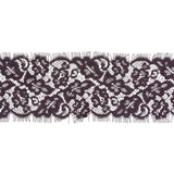 Plum Perfect Flowers and Leaves Lace Trim with Eyelash Fringe - 3.25"