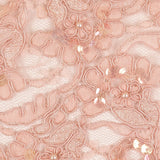 Pink Flowers and Leaves Beaded, Sequined and Corded Lace Trim - 5"