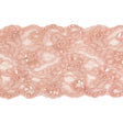 Pink Flowers and Leaves Beaded, Sequined and Corded Lace Trim - 5"