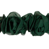Deep Green Chiffon Roses on Mesh Trim - 2"