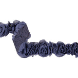 Dusk Blue Chiffon Roses on Mesh Trim - 2"