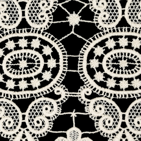 Eggnog Medallions and Leaves Guipure Lace Trim - 10"