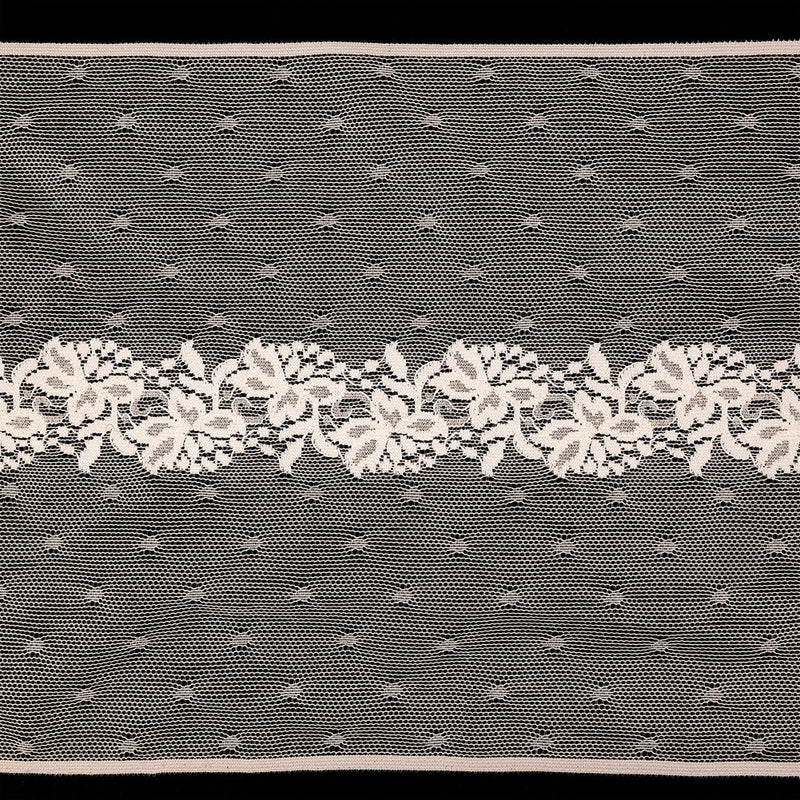 Pale Pink Floral and Polka Dots Lace Trim - 7.625"
