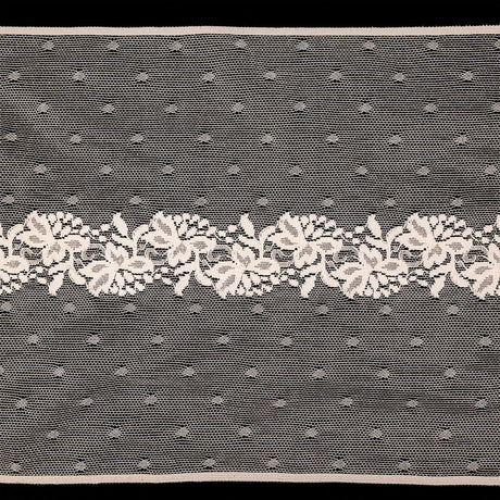 Pale Pink Floral and Polka Dots Lace Trim - 7.625"