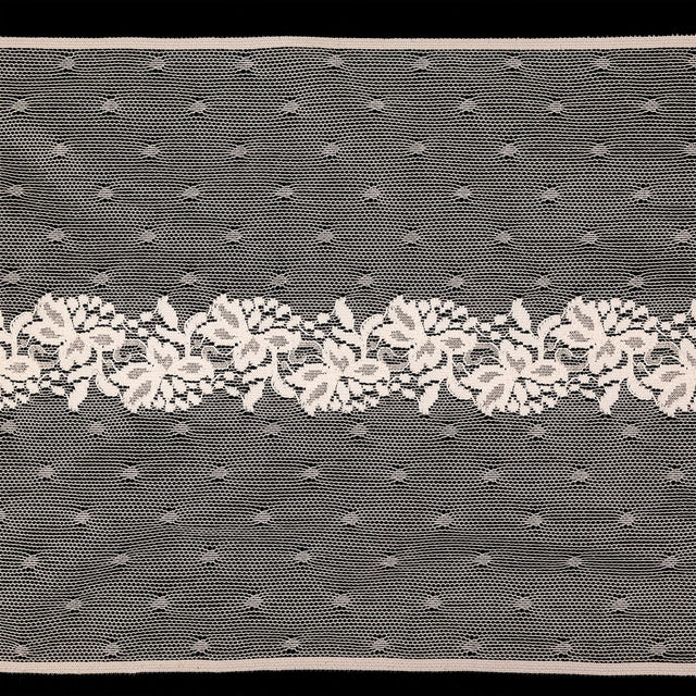 Pale Pink Floral and Polka Dots Lace Trim - 7.625"