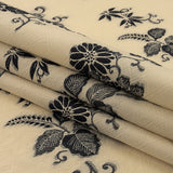 Famous Designer Italian Ebony and Buttercream Floral Cotton and Polyester Jacquard