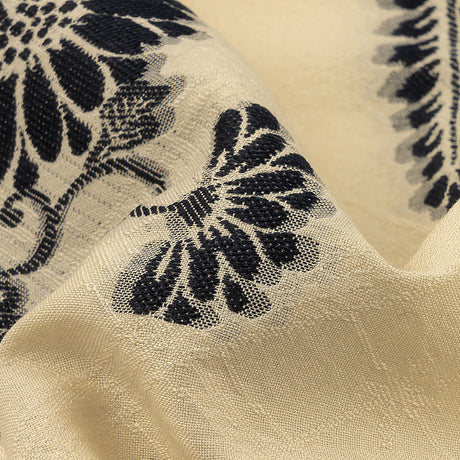 Famous Designer Italian Ebony and Buttercream Floral Cotton and Polyester Jacquard
