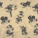 Famous Designer Italian Ebony and Buttercream Floral Cotton and Polyester Jacquard
