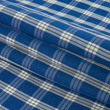 Famous Designer Italian Blue and White Plaid Viscose and Linen Woven