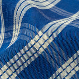 Famous Designer Italian Blue and White Plaid Viscose and Linen Woven