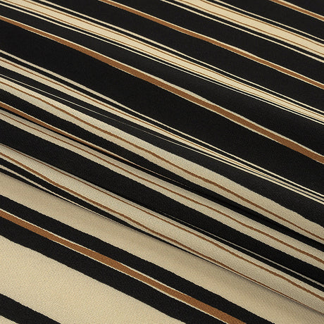 Italian Cream, Black and Tan Stripes Gradient Polyester Woven